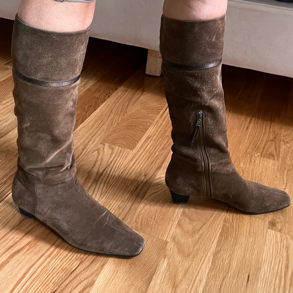 Prada Suede Square-Toe Boots - Picture 9 of 12